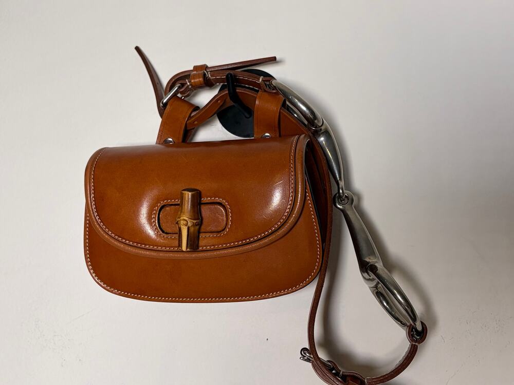Gucci Brown Smooth Leather Bamboo 1947 Mini Belt Bag